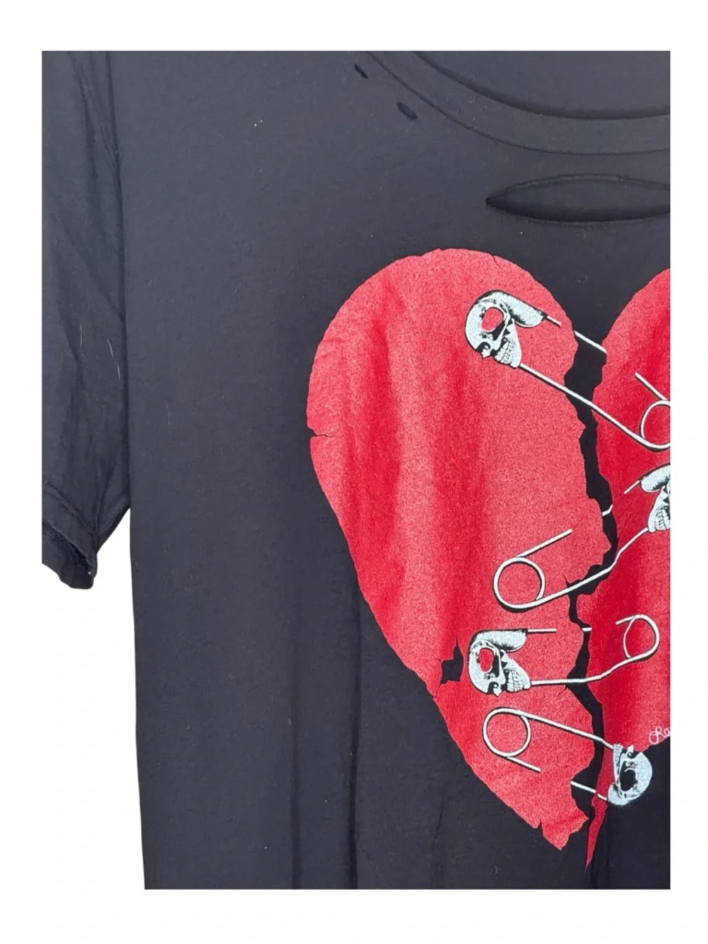 new Lauren Moshi ❤︎︎ Punky Brewster’s Myra Safety Pin Heart Tee ❤︎︎ Black ❤︎︎ XL